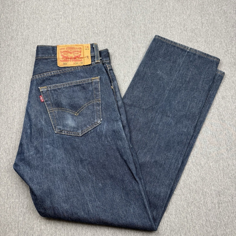 Levis Jeans 501XX Mens 34x32 *Fits 34x31* Blue Straight Fit Denim Button Fly
